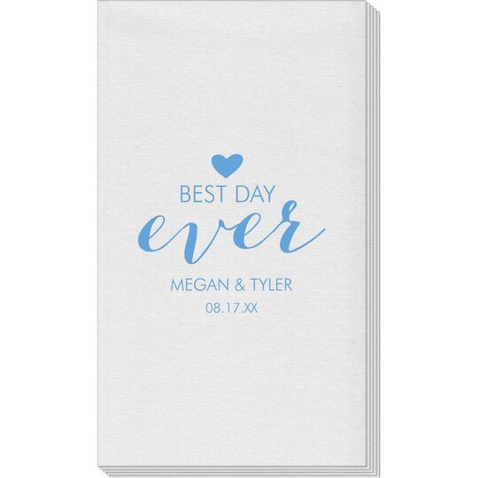 Best Day Ever with Heart Linen Like Guest Towels
